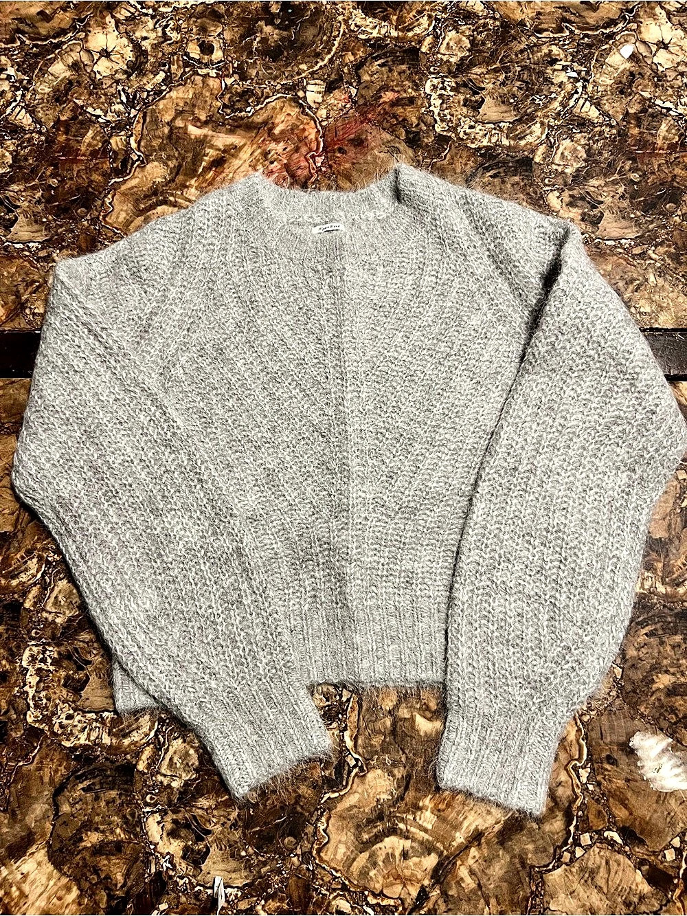 Abercrombie & Fitch Alpaca Blend Fuzzy Crewneck Sweater Gray Small
